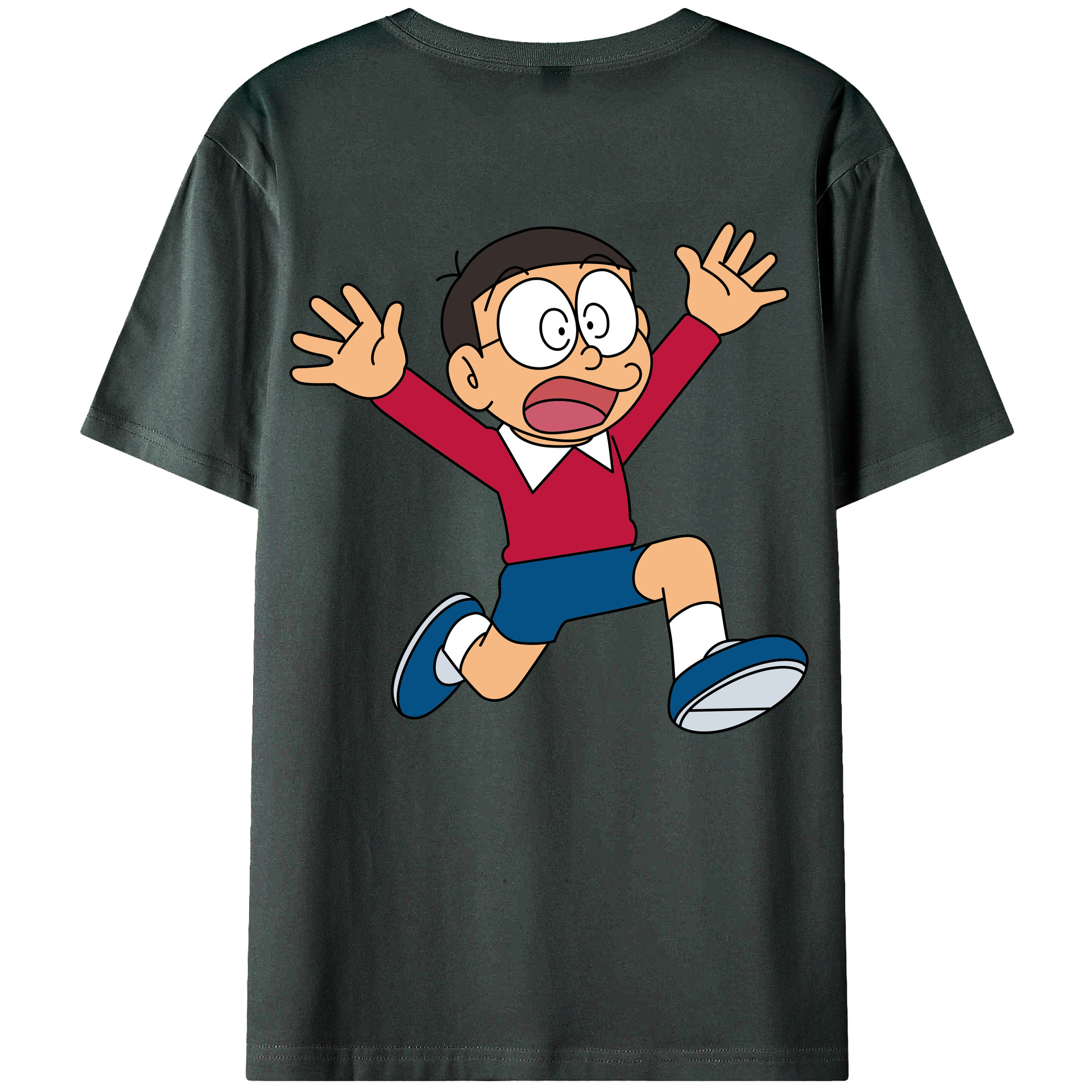 （画像用） ドラえもん 野比 のび太 Doraemon Nobita Nobi 綿100％ メンズ半袖Tシャツ（バックプリント） 通気性